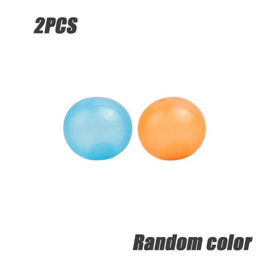 Luminous Wall Target Ball Sucker Sticky Decompression Toys Squeeze Ball for Kid Teen Adult Colorful TPR Toy Balls Color Random